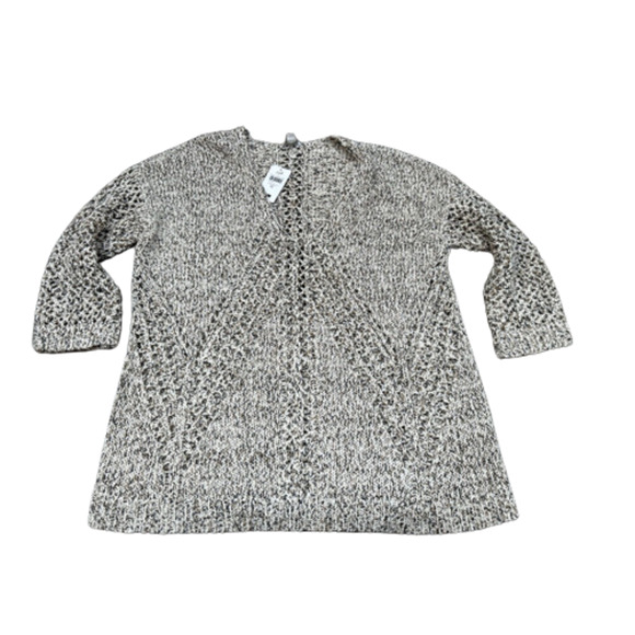 J. Jill Size Medium Marled Knit Cozy Cotton Blend Sweater Neutral Open Knit NWT - Picture 2 of 13